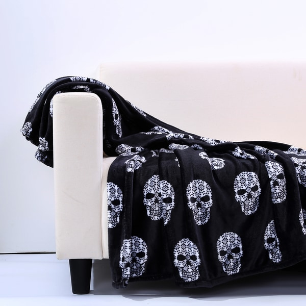 Berkshire Blanket Velvety Skull Print Throw Blanket