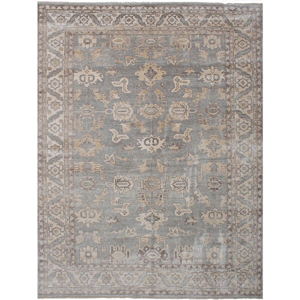 eCarpetGallery Hand-Knotted Jules Ushak Grey Bamboo Silk Rug (9'0 x 11'10)