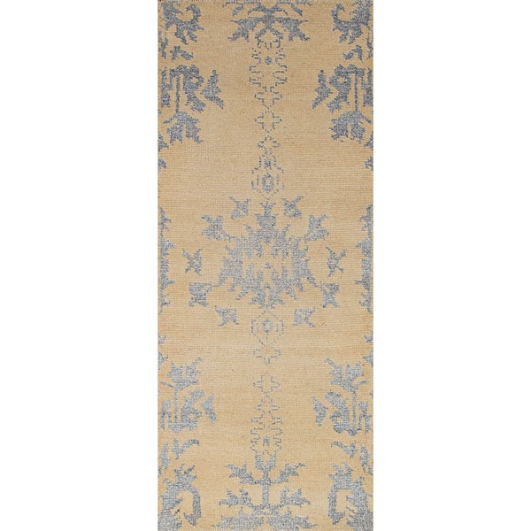 eCarpetGallery Hand-Knotted La Seda Ivory Wool, Art Silk Rug (2'5 x 6'2) - 2'5" x 6'2"