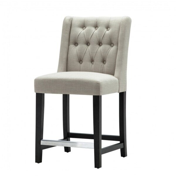 Best Quality Furniture Beige Linen Upholstered Tufted Counter Best Quality Furniture Beige Linen Upholstered Tufted Counter Height Chair Set Of 2