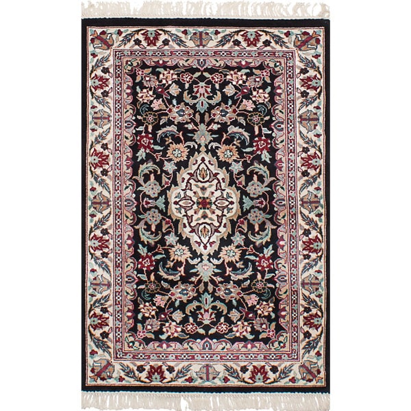 eCarpetGallery Hand-Knotted 300L Silk Black Art Silk Rug (3'1 x 5'0)