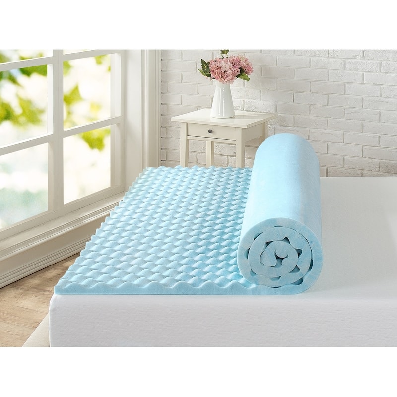Priage by ZINUS 1.5 Inch Swirl Gel Cooling Memory Foam Mattress Topper - Blue