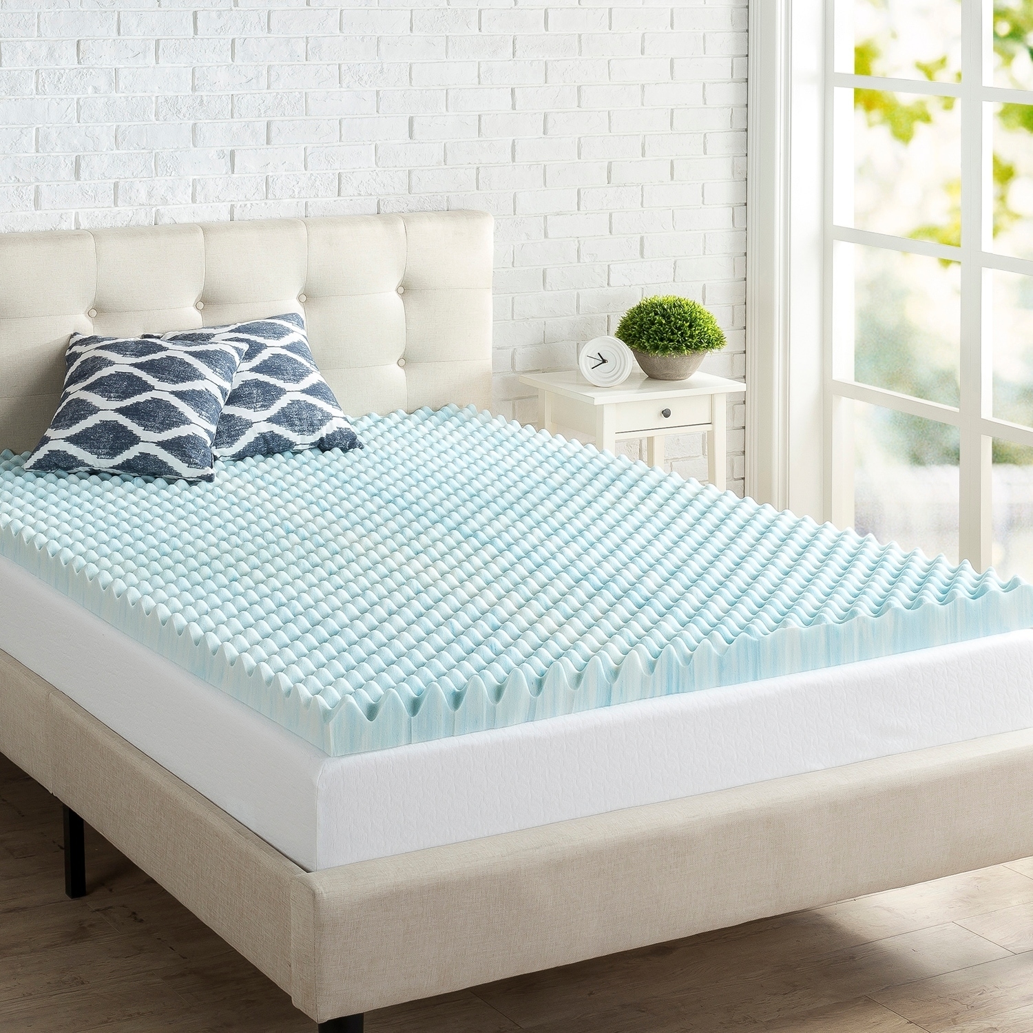 zinus 3 inch swirl gel memory foam convoluted mattress topper