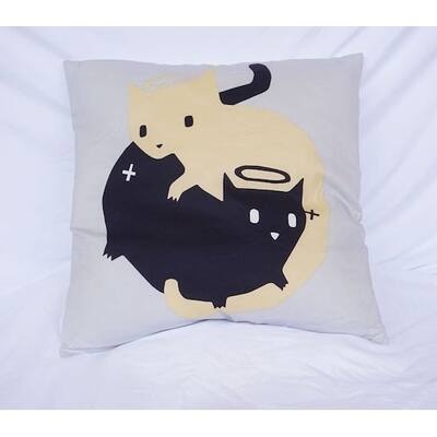Good Cat Bad Cat - Cotton Throw Pillow