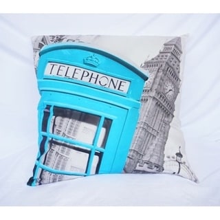 Telephone Box - Aqua - Cotton Throw Pillow