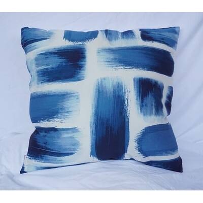 Brushstrokes - Nightfall Navy - Cotton Throw Pillow