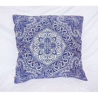 Garden Party - Blue - Cotton Throw Pillow