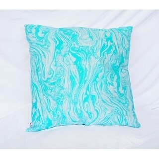 Marble - Peacock Blue - Cotton Throw Pillow