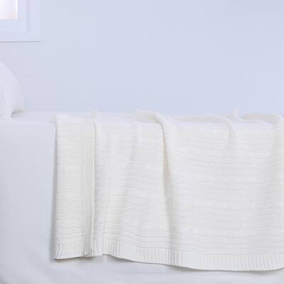 Berkshire Blanket Cream Cable Knit Throw