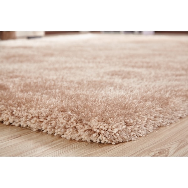 Beige Color Shag Hand Tufted Rugs with 2-Inch Thickness Height - 5' x 7'