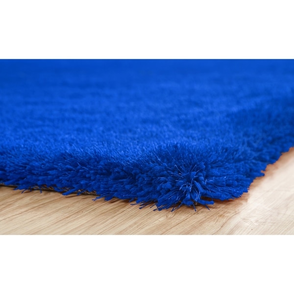 Blue Color Shag Hand Tufted Rugs with 2-Inch Thickness Height - 5' x 7'