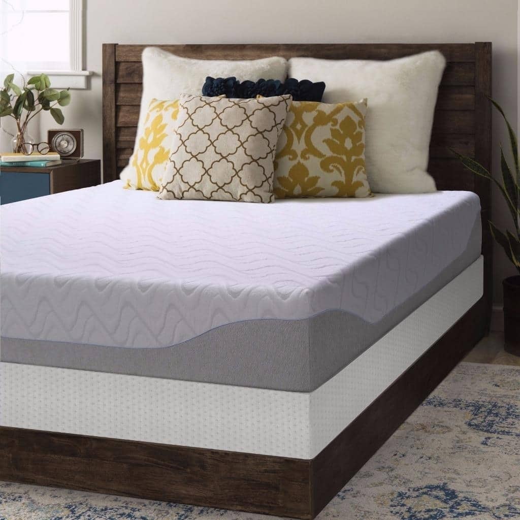 9 Inch Gel Memory Foam Mattress and Bi fold Box Spring Set By Crown Comfort