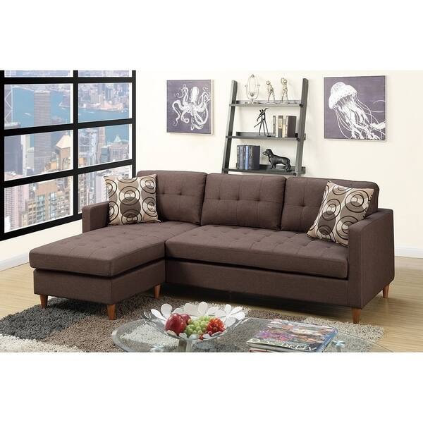 Shop Reversible Sectional Sofa Set With 2 Accent Pillows Free