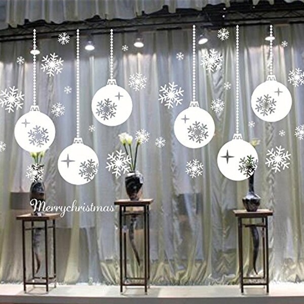 Merry Christmas Sayings 6 Hanging Balls Wall Sticker Wall Vinyl