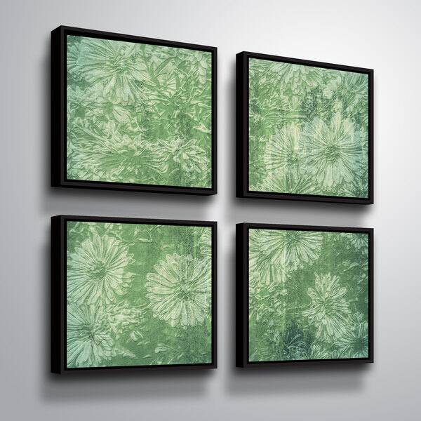Shop Artwall Scott Medwetz Dity Flowers 4 Piece Floater Framed Canvas Wall Art Set Overstock