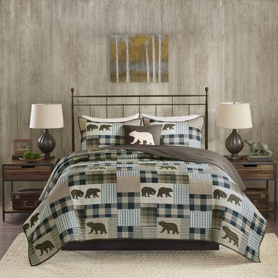 Woolrich Twin Falls Brown/ Blue Oversized Printed Quilt Set