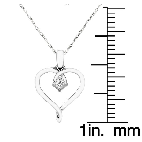 Sterling Silver 3 Stone Custom Simulated Birthstone Heart Pendant 16, 18 or 20