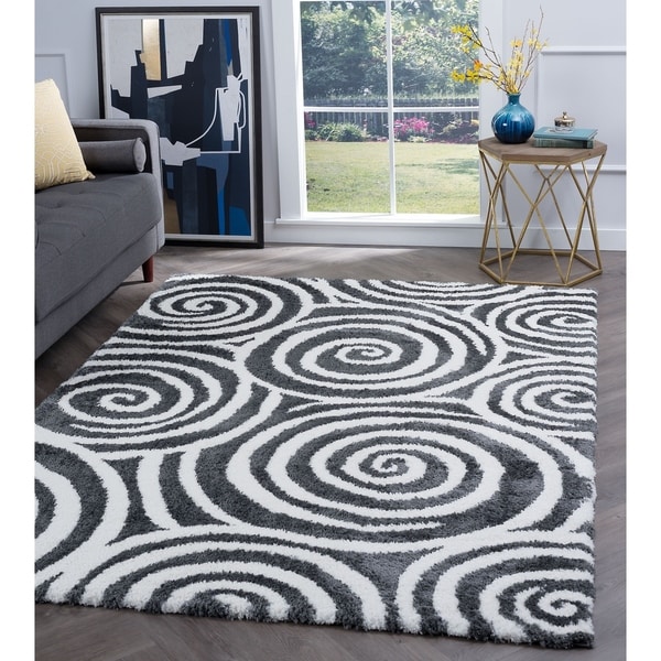 Alise Rugs Silken Shag Contemporary Geometric Area Rug