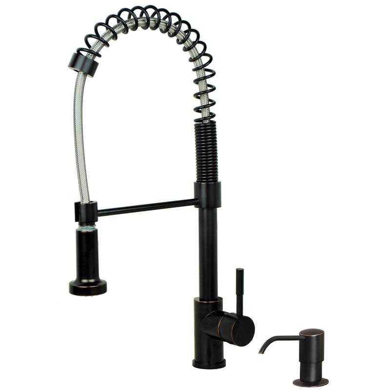 Builders Shoppe 1131 Contemporary Single Handle 21" Spring Pull-Down Kitchen Faucet with Soap/Lotion Dispenser
