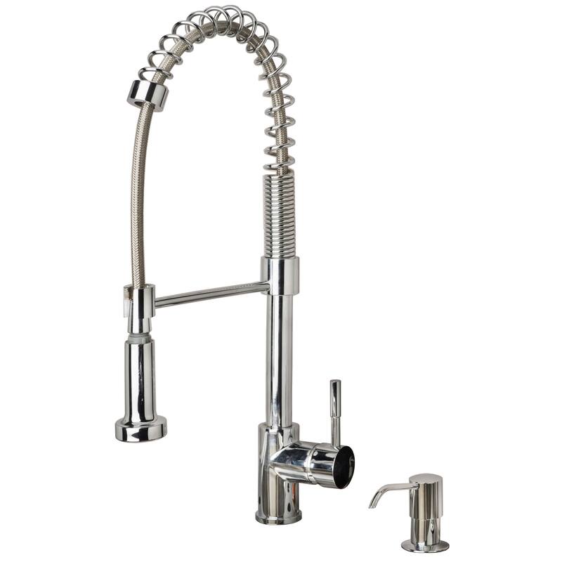 Builders Shoppe 1131 Contemporary Single Handle 21" Spring Pull-Down Kitchen Faucet with Soap/Lotion Dispenser