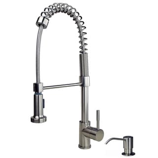 Builders Shoppe 1131 Contemporary Single Handle 21" Spring Pull-Down Kitchen Faucet with Soap/Lotion Dispenser