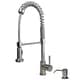 preview thumbnail 1 of 0, Builders Shoppe 1131 Contemporary Single Handle 21" Spring Pull-Down Kitchen Faucet with Soap/Lotion Dispenser Stainless Steel Finish