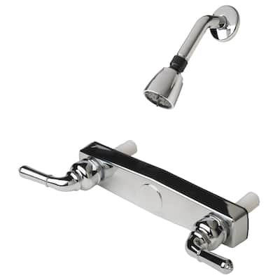 Builders Shoppe 3320/4010 Mobile Home Non-Metallic Two Handle 8" Shower Faucet Valve with Matching Shower Head/Arm/Flange