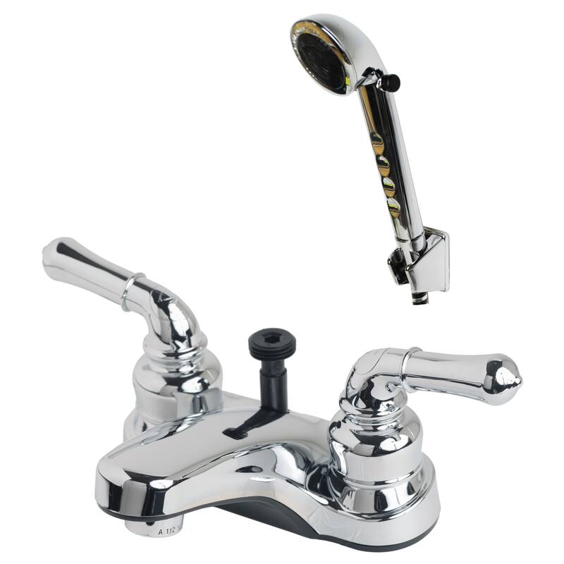 Builders Shoppe RV/Motorhome Non-Metallic Diverter Lavatory Faucet with Matching Hand Held Shower Set - Chrome Finish