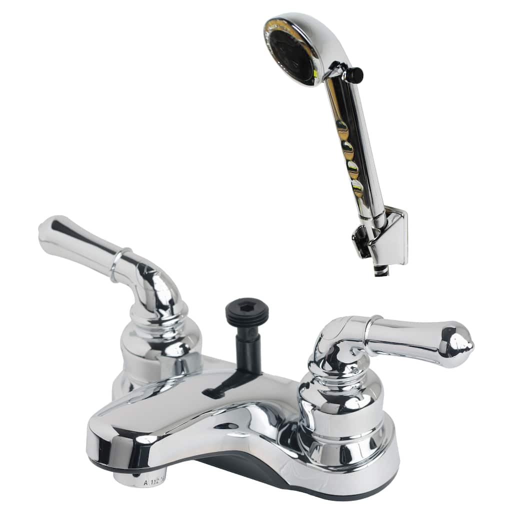 Builders Shoppe RV/Motorhome Non-Metallic Diverter Lavatory Faucet with Matching Hand Held Shower Set