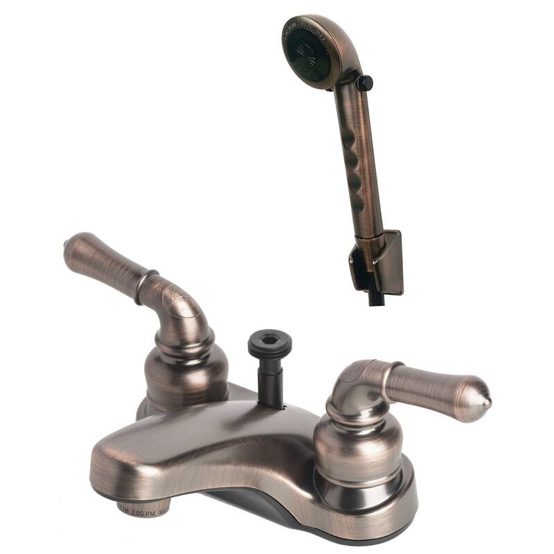 Builders Shoppe RV/Motorhome Non-Metallic Diverter Lavatory Faucet with Matching Hand Held Shower Set