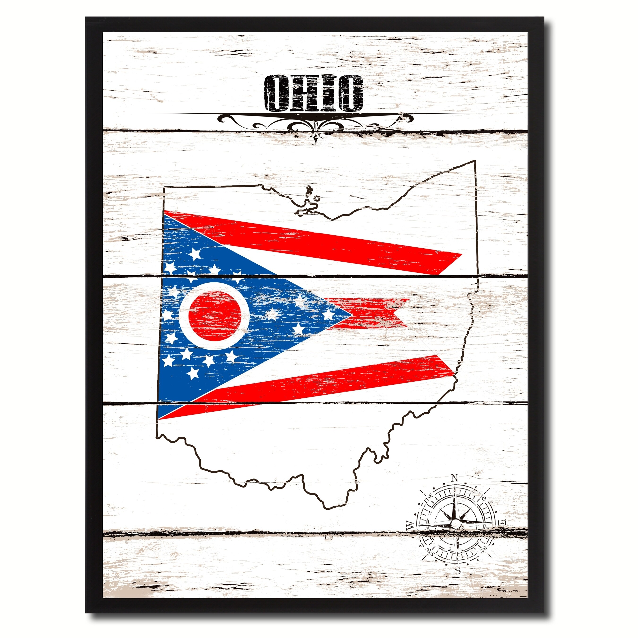 Shop Ohio State Vintage Flag Canvas Print Picture Frame Home Decor