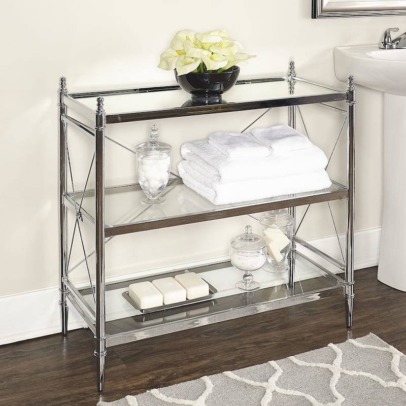 Walker Chrome and Glass Storage Console