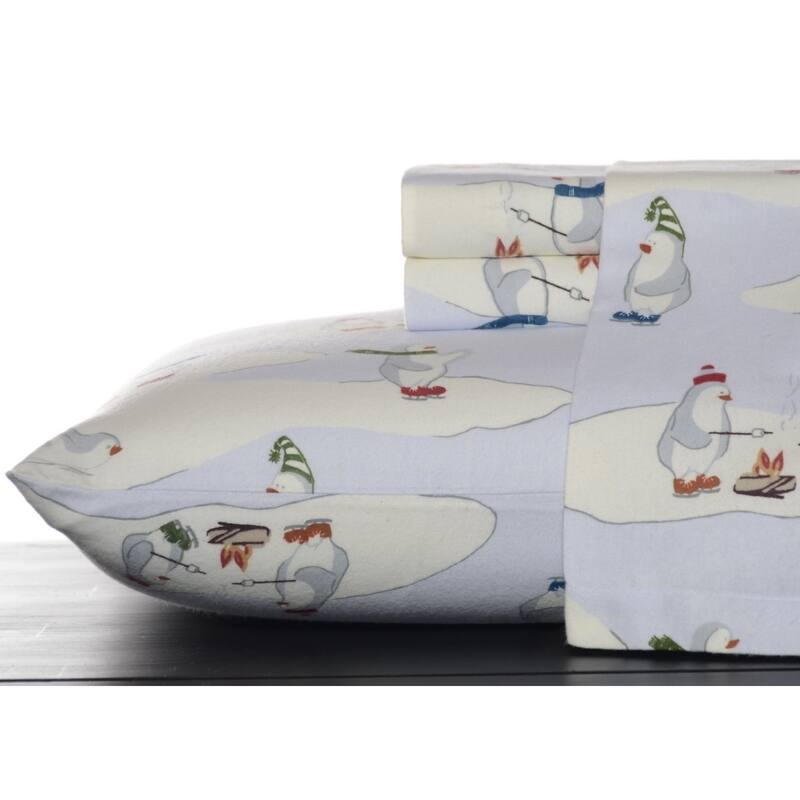 Eddie Bauer Skating Penguins Sky Bed Sheet Set