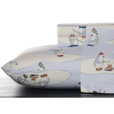 Eddie Bauer Skating Penguins Sky Bed Sheet Set