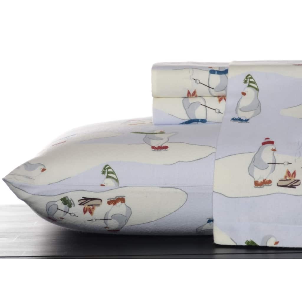 Eddie Bauer Skating Penguins Sky Bed Sheet Set