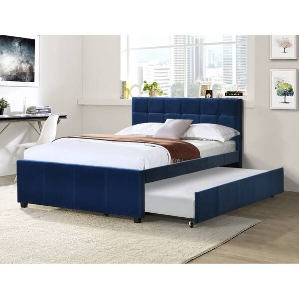 Shop Best Quality Furniture Full Upholstered Panel Bed With Twin