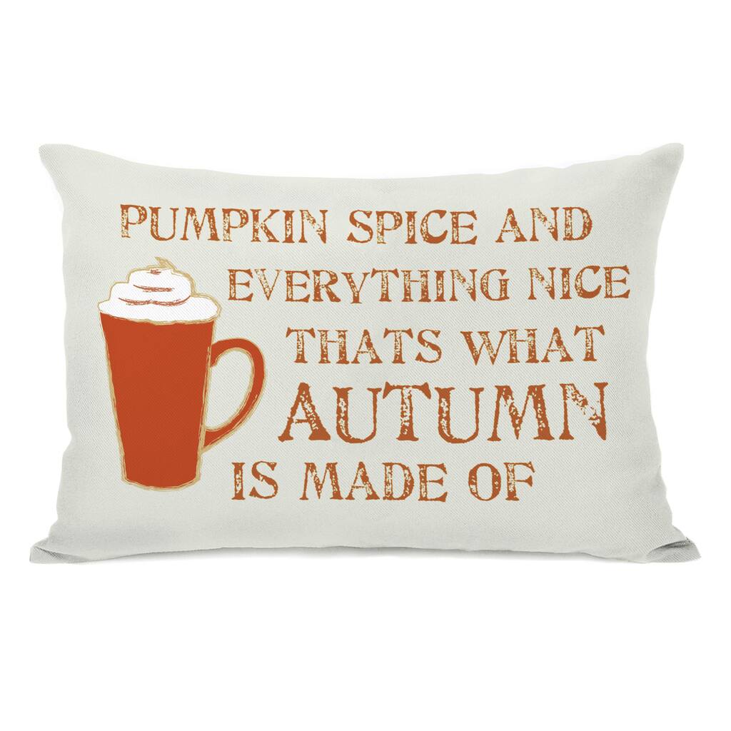 Pumpkin Spice And Everything Nice - Ivory Orange Throw Pillow by OBC