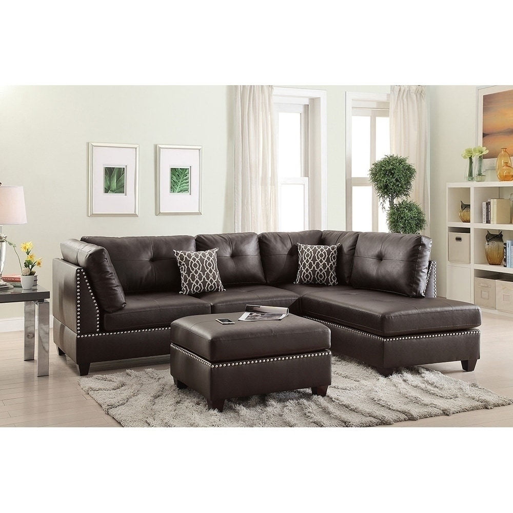 Bobkona Chaise Upholstered 3 Piece Reversible Sectional Sofa Set On Sale Overstock 17983483