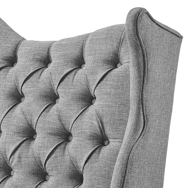 Inspire Q Sawyer Curved Back Tufted Linen Upholstered Bench by Artisan Charcoal