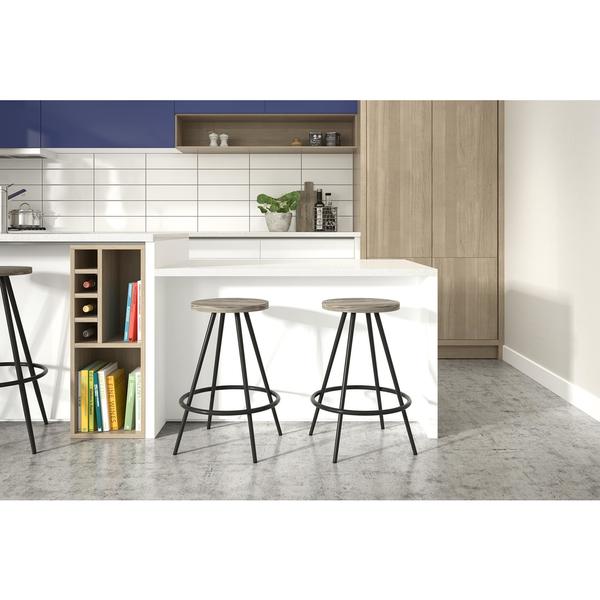 The Novogratz Leo Rustic Contemporary Black Backless Counter Stool