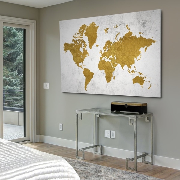 Golden World Map - Gallery Wrapped Canvas. Opens flyout.