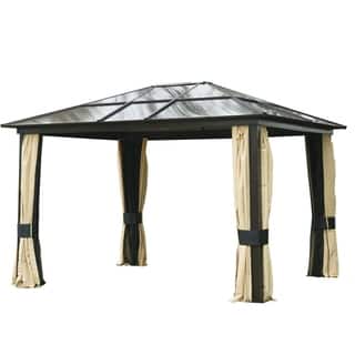 Patio Umbrellas Shades For Less Outsunny 12 Ft X 10 Outdoor Patio Gazebo Canopy With Mesh And Curtains