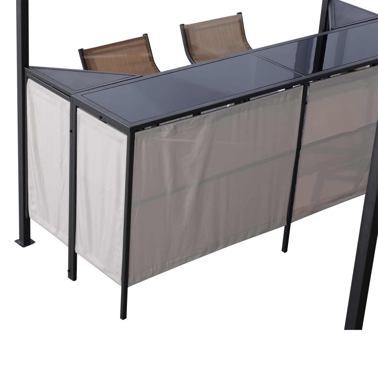 Outsunny 8 ft x 8 ft Outdoor Covered Bar Gazebo Set with Barstools On