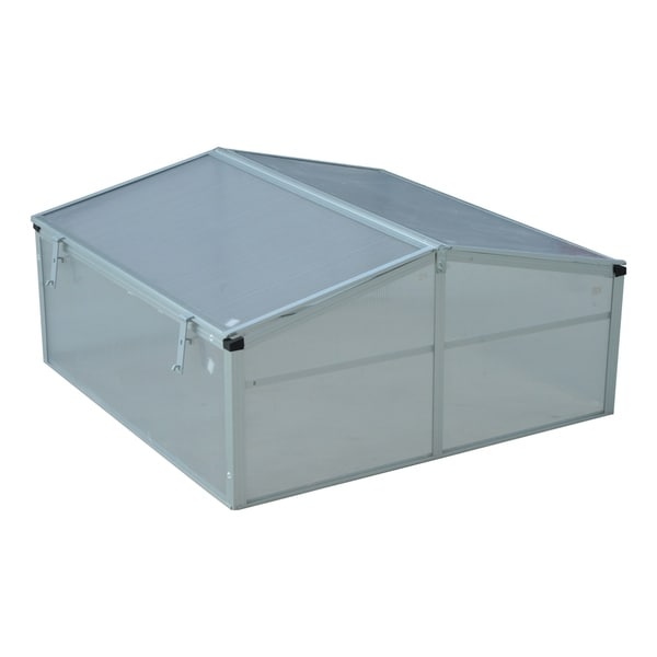 Outsunny 39 Aluminum Vented Cold Frame Mini Greenhouse Kit With Adjustable Ventilated Roof Durable Design Silver Overstock 17990828