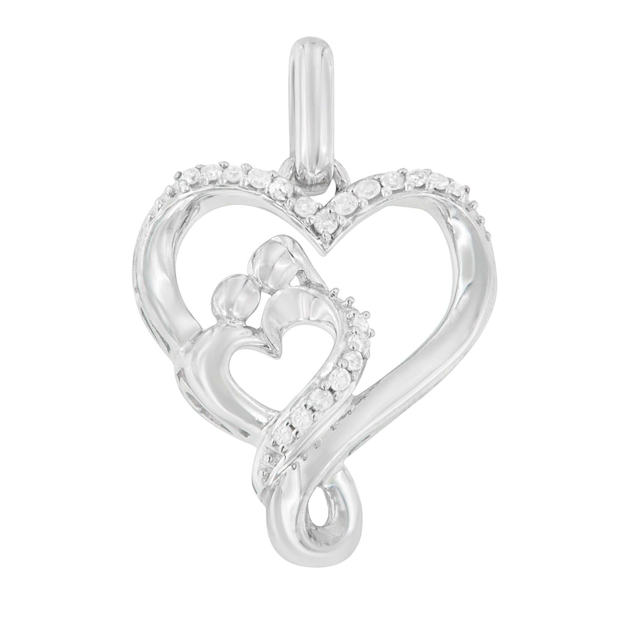 mother and infant diamond pendant necklace