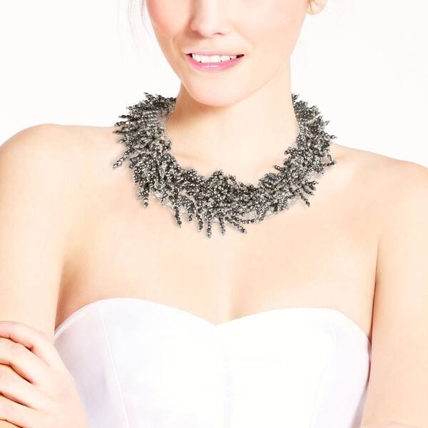 Shiny Silver Collar Statement Necklace
