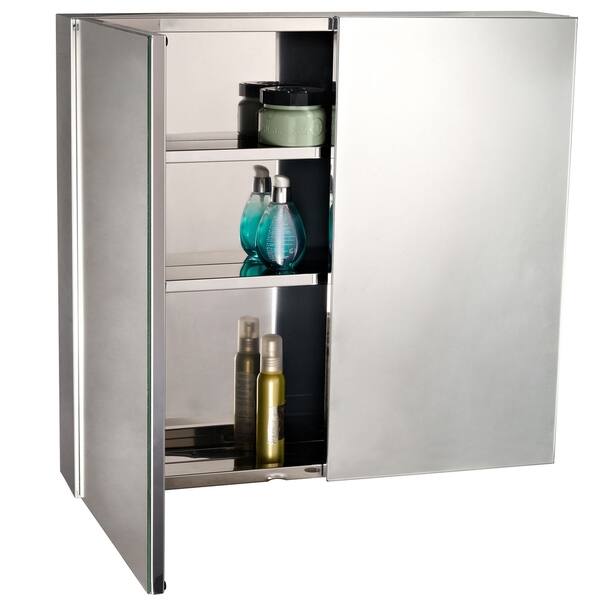 Shop Homcom 22 In Double Doored Wall Mounted Mirrored Medicine Cabinet Silver Overstock 17993205