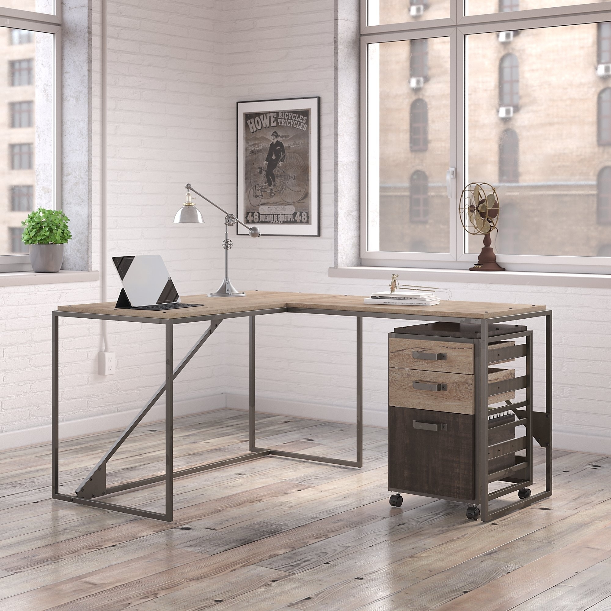 Shop Carbon Loft Plimpton Industrial Desk With Return And Mobile