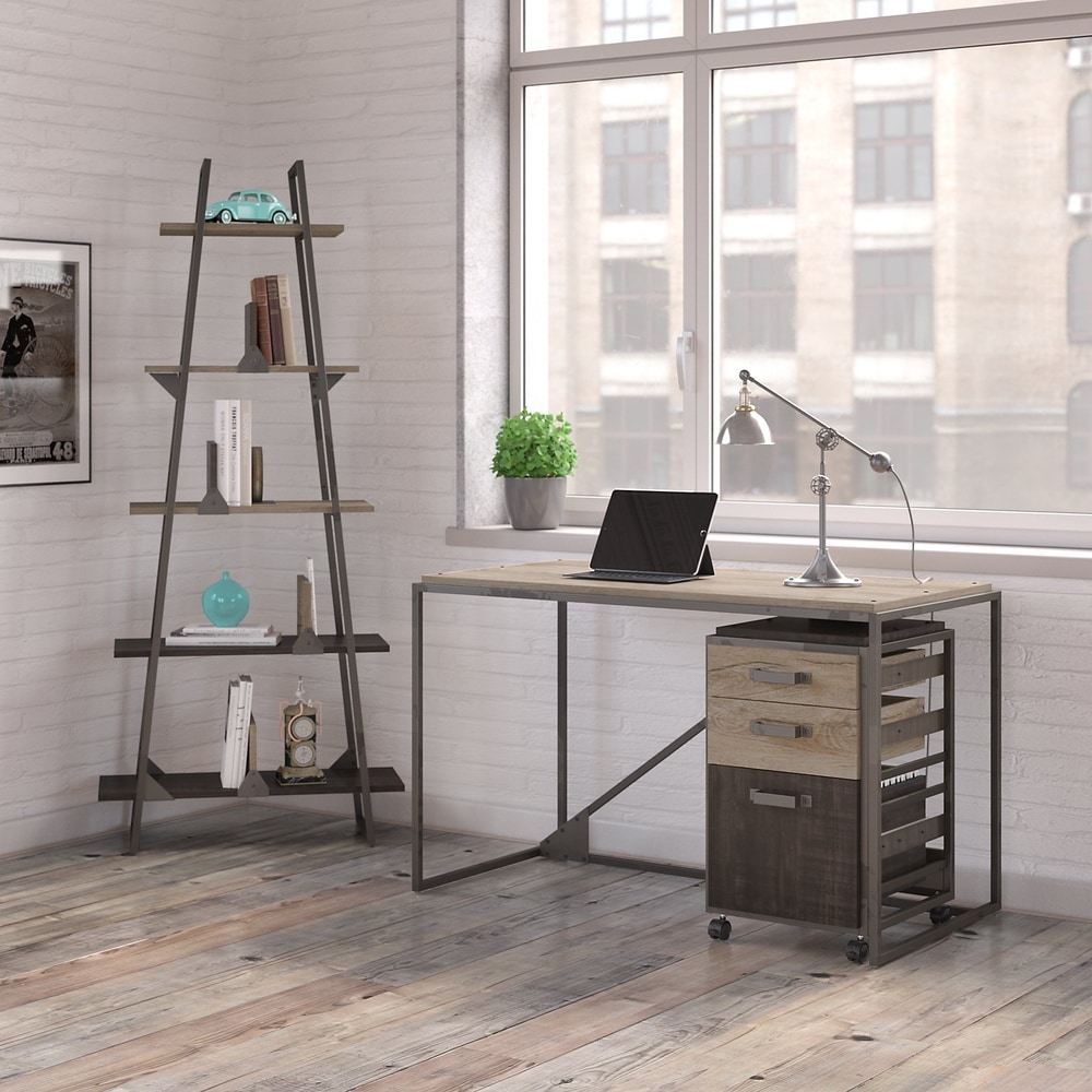 Carbon Loftcarbon Loft Plimpton Industrial Desk With A Frame Bookshelf And Mobile File Cabinet In Rustic Grey Grey Dailymail