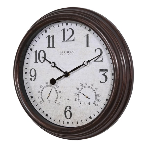 Indoor/Outdoor Wall Clock with Temperature and Humidity and